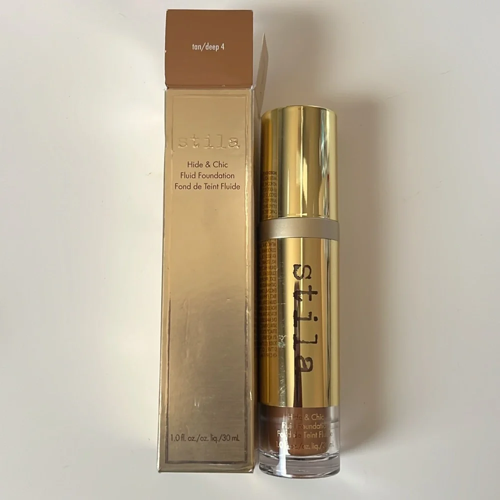 Stila Hide & Chic Fluid Foundation #4 Tan/Deep 1.0floz/30mL New in Box
